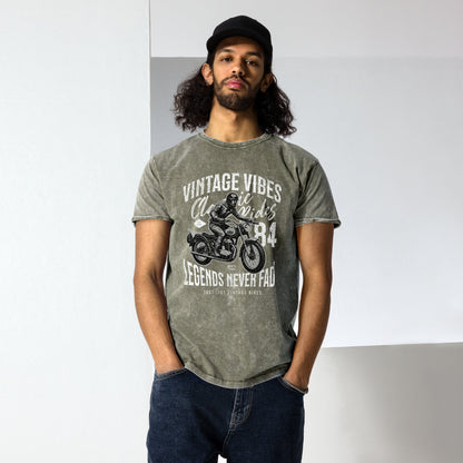 Legends Never Fade T-Shirt | Men's Denim Motorbike Tee - Black - T-Shirts Online