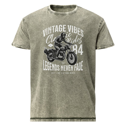 Legends Never Fade T-Shirt | Men's Denim Motorbike Tee - Dark Army Green - T-Shirts Online