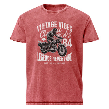Legends Never Fade T-Shirt | Men's Denim Motorbike Tee - Garnet Red - T-Shirts Online