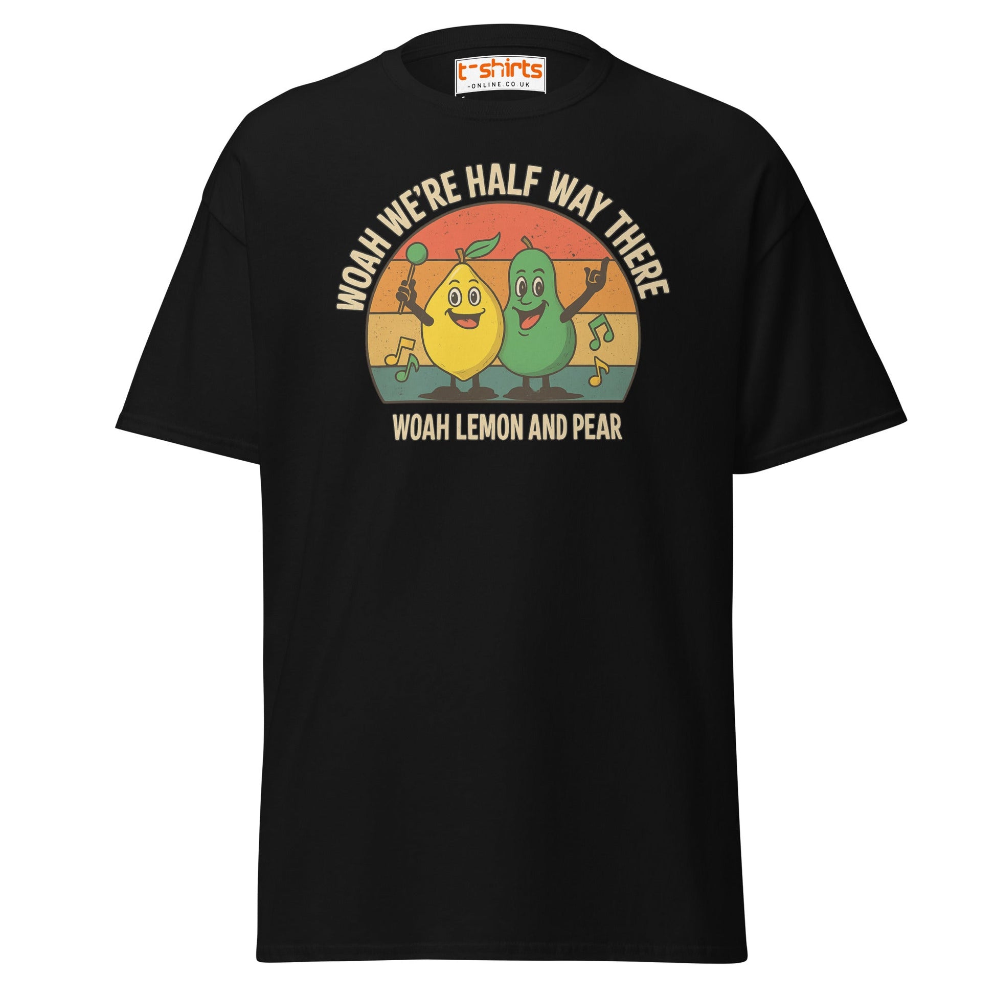 Lemon and Pear Funny Retro Singing T-Shirt - Black - T-Shirts Online