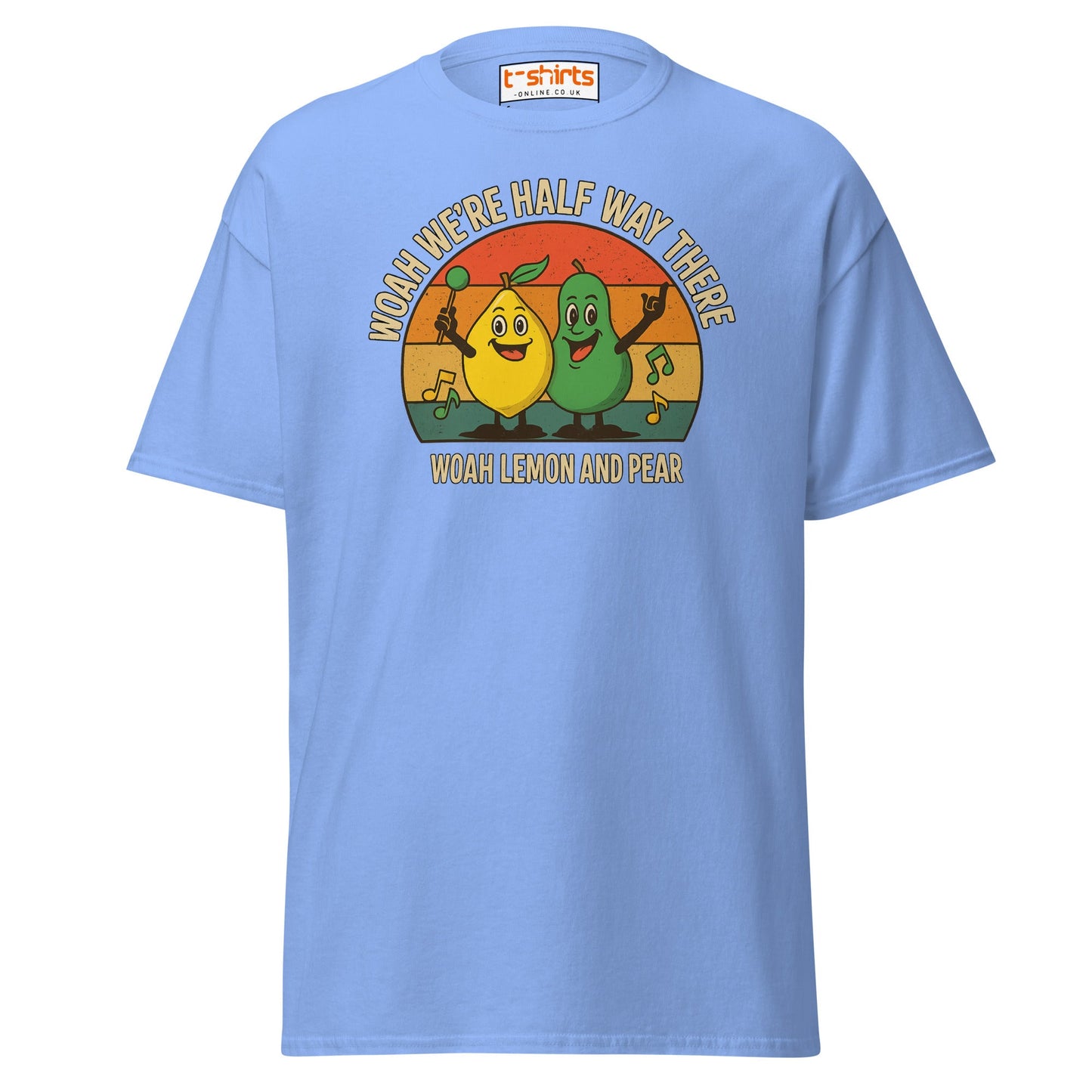 Lemon and Pear Funny Retro Singing T-Shirt - Carolina Blue - T-Shirts Online