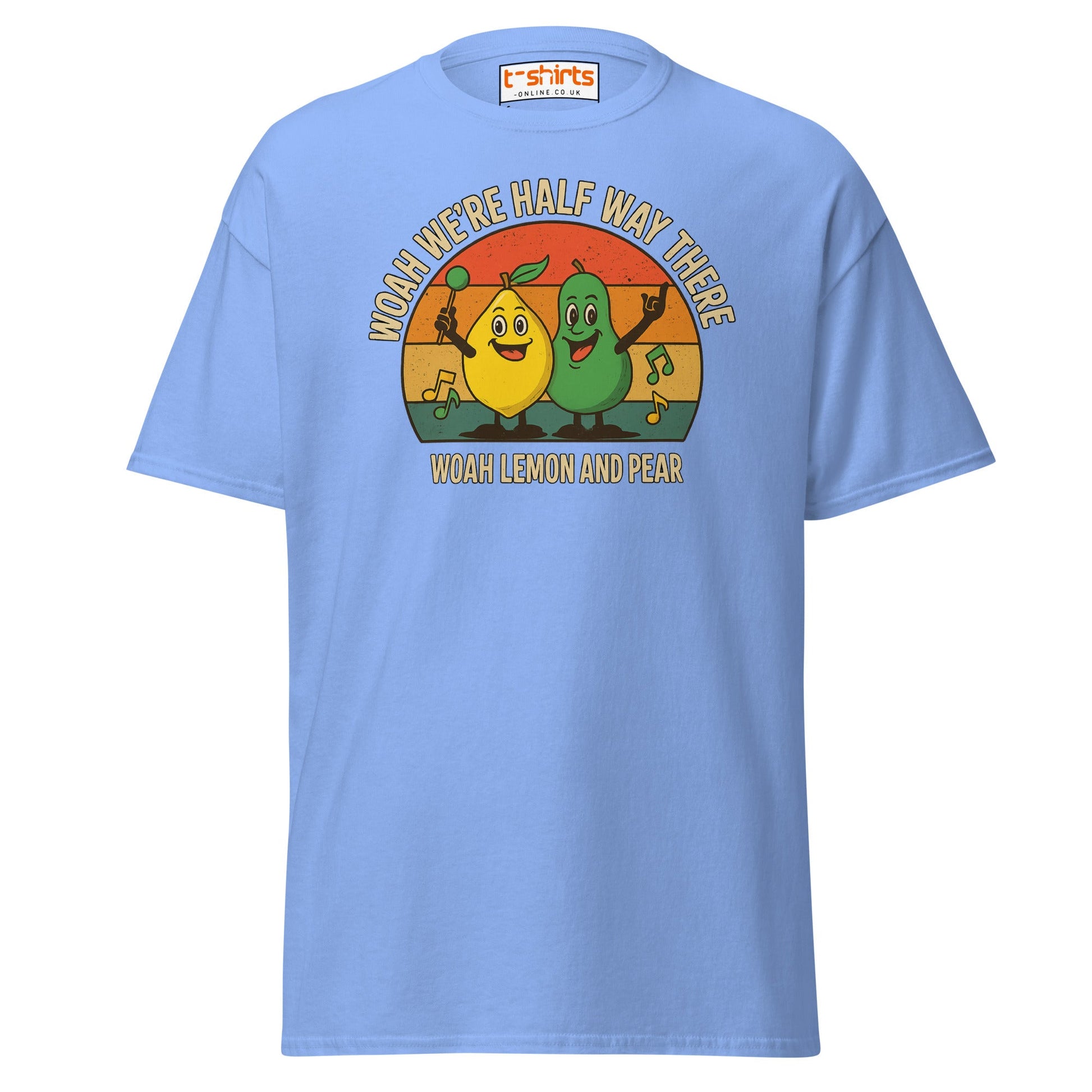Lemon and Pear Funny Retro Singing T-Shirt - Carolina Blue - T-Shirts Online