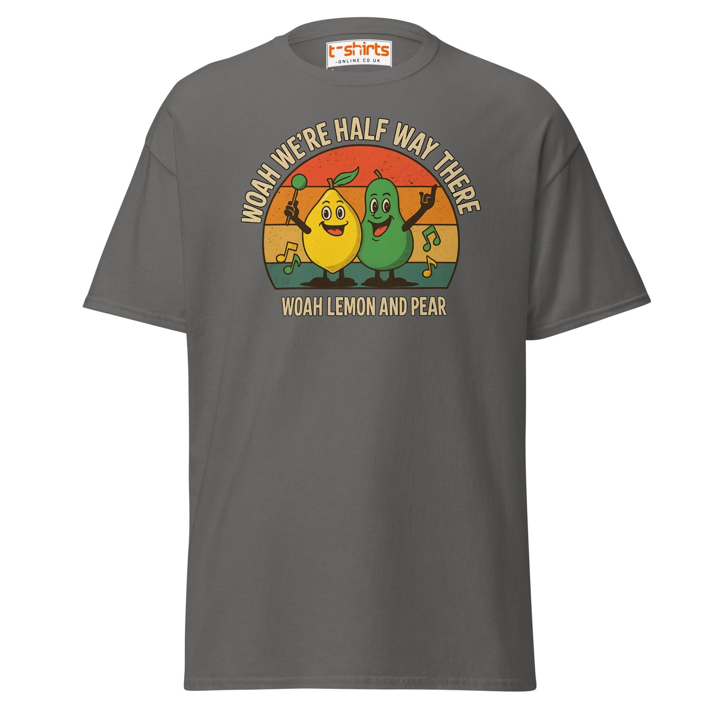 Lemon and Pear Funny Retro Singing T-Shirt - Charcoal - T-Shirts Online