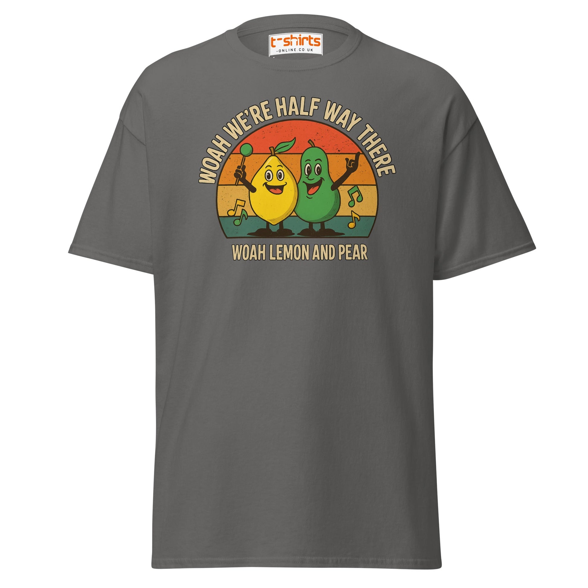 Lemon and Pear Funny Retro Singing T-Shirt - Charcoal - T-Shirts Online