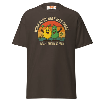 Lemon and Pear Funny Retro Singing T-Shirt - Dark Chocolate - T-Shirts Online