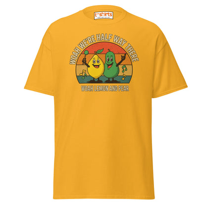 Lemon and Pear Funny Retro Singing T-Shirt - Gold - T-Shirts Online