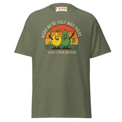 Lemon and Pear Funny Retro Singing T-Shirt - Military Green - T-Shirts Online