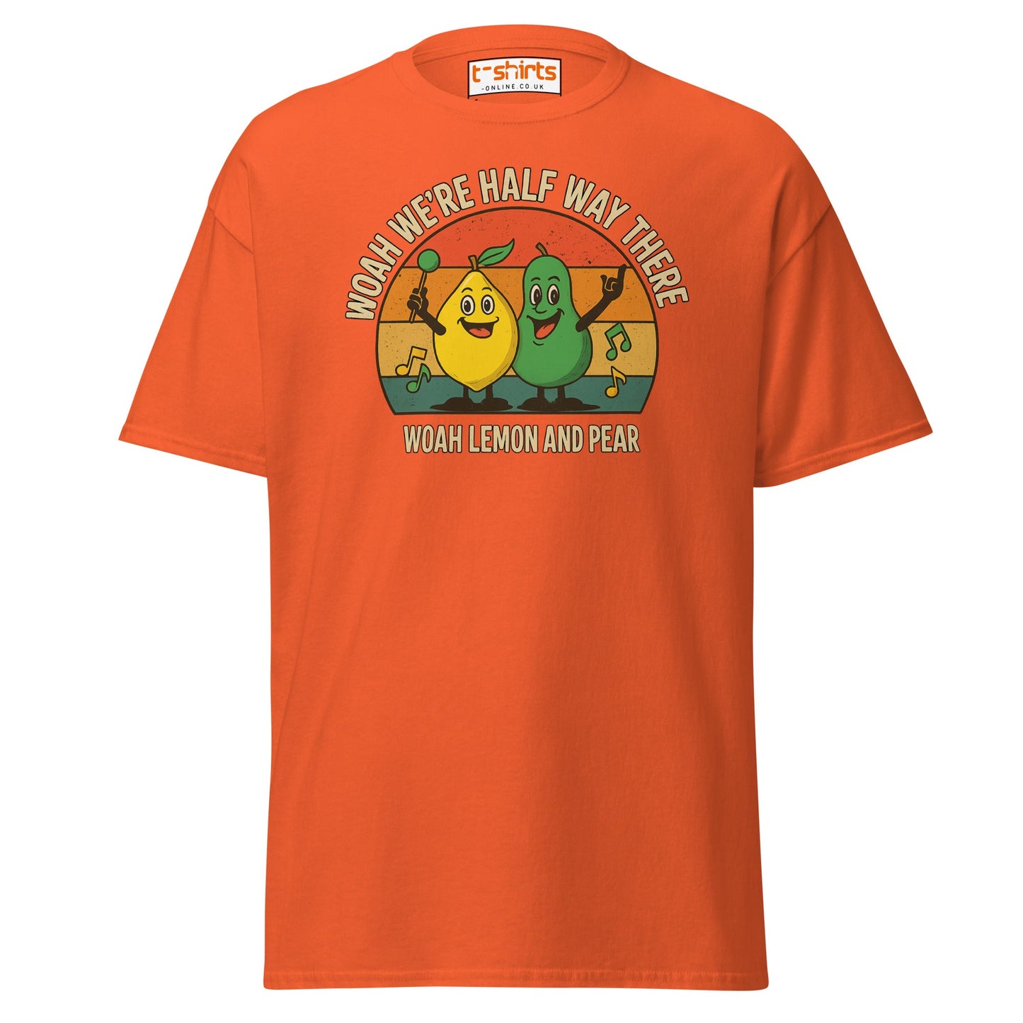 Lemon and Pear Funny Retro Singing T-Shirt - Orange - T-Shirts Online