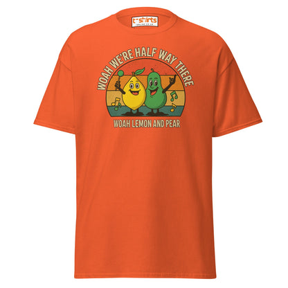 Lemon and Pear Funny Retro Singing T-Shirt - Orange - T-Shirts Online