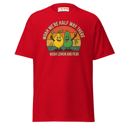 Lemon and Pear Funny Retro Singing T-Shirt - Red - T-Shirts Online