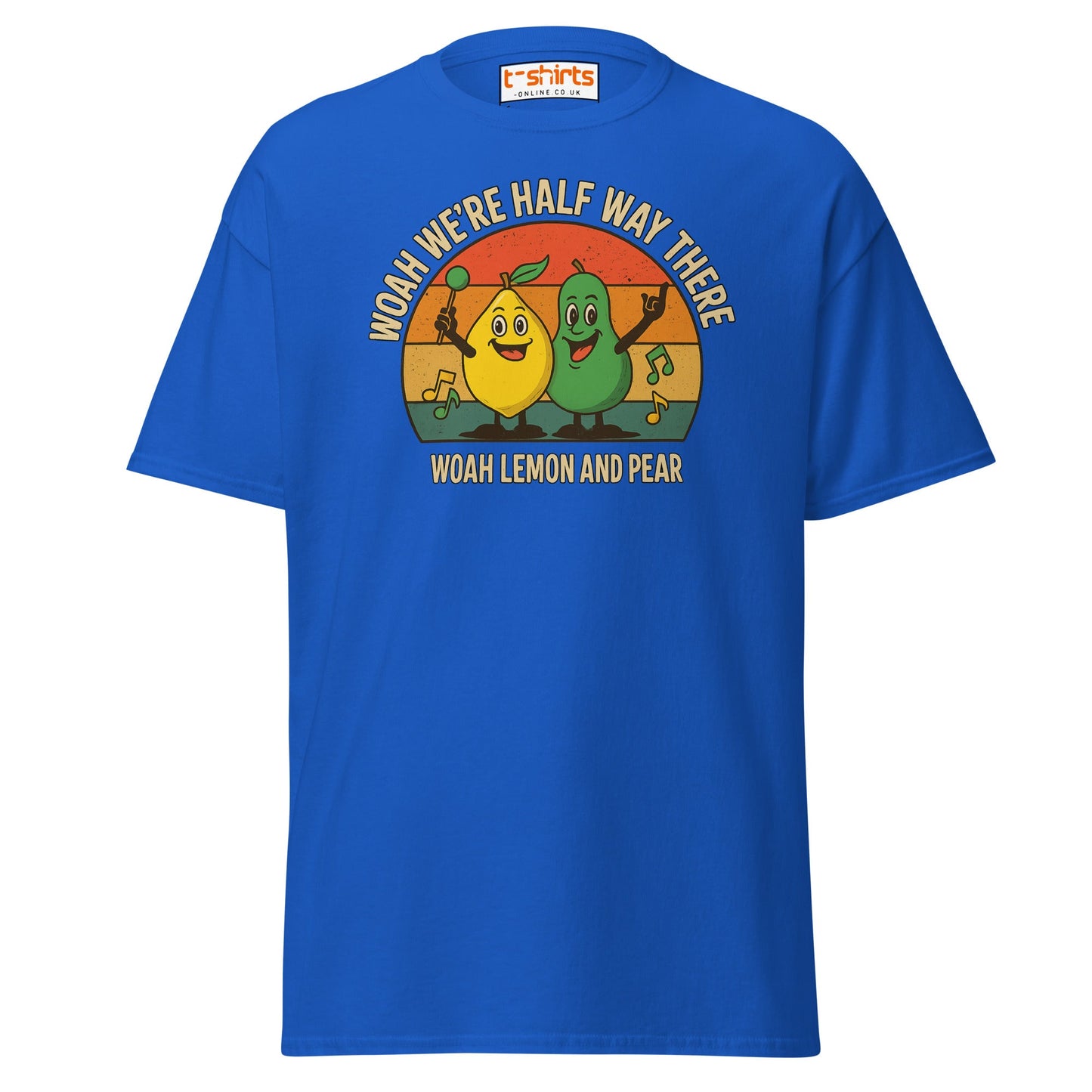 Lemon and Pear Funny Retro Singing T-Shirt - Royal - T-Shirts Online