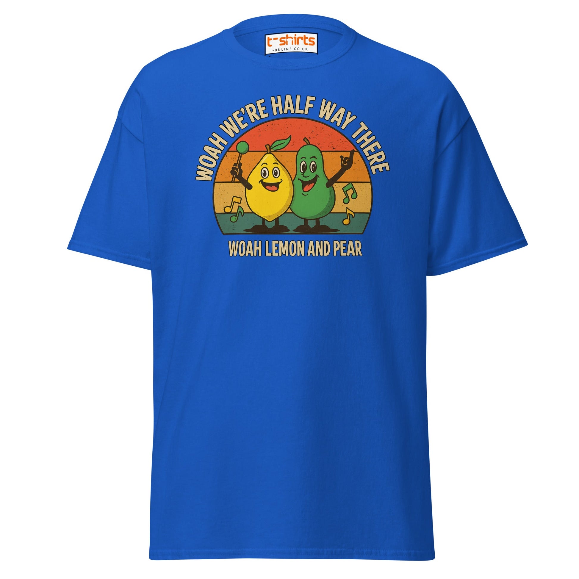 Lemon and Pear Funny Retro Singing T-Shirt - Royal - T-Shirts Online
