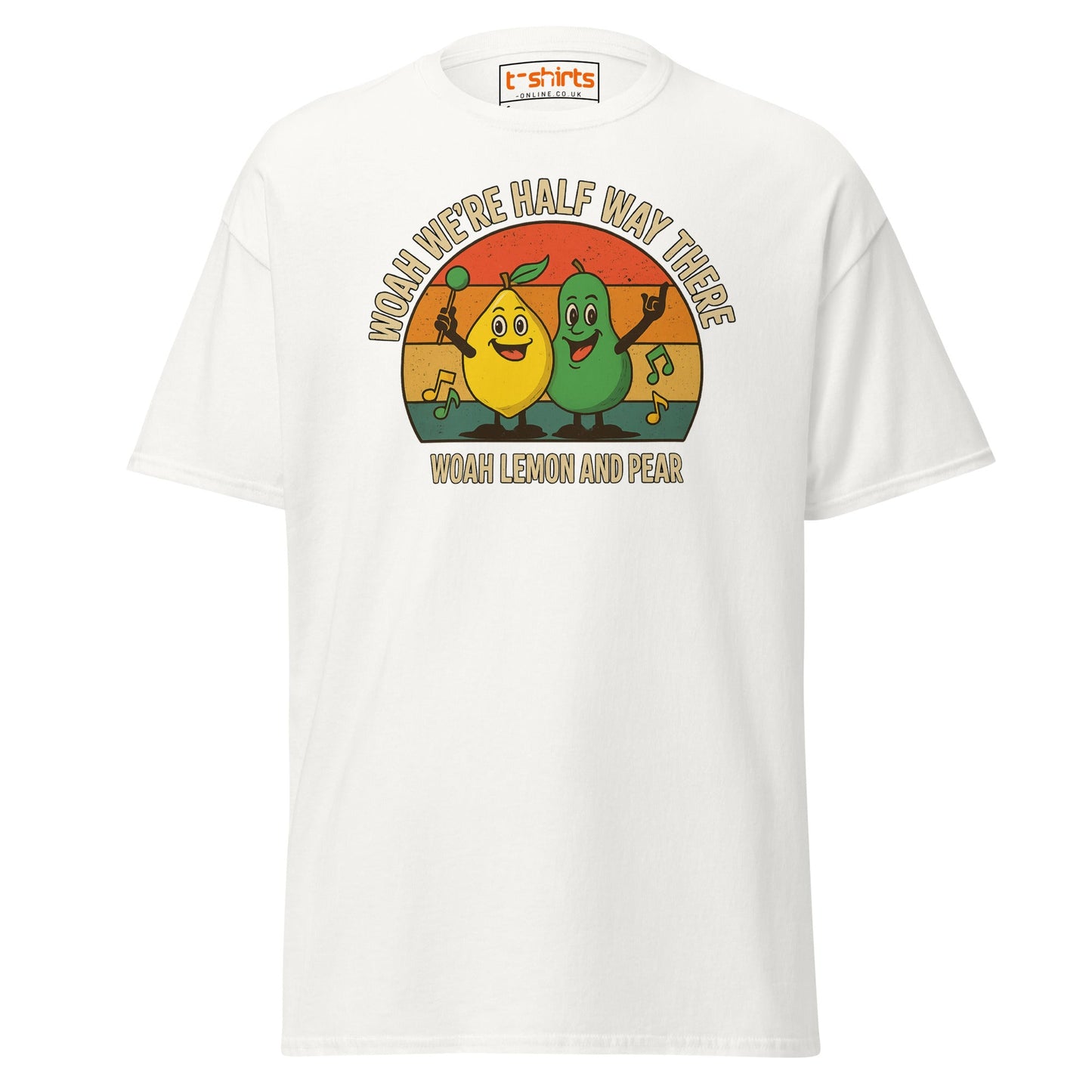 Lemon and Pear Funny Retro Singing T-Shirt - White - T-Shirts Online