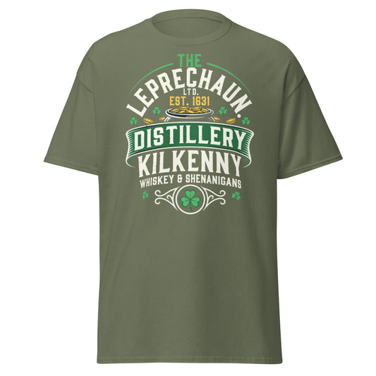 Leprechaun Distillery Kilkenny T-Shirt - Irish Whiskey Tee - Military Green - T-Shirts Online