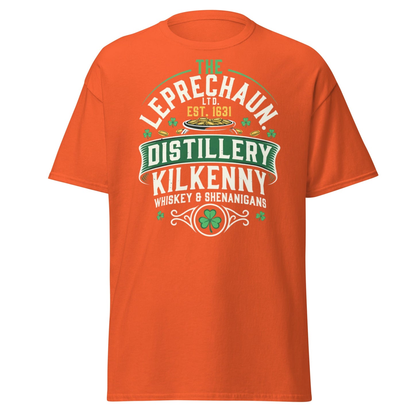 Leprechaun Distillery Kilkenny T-Shirt - Irish Whiskey Tee - Orange - T-Shirts Online