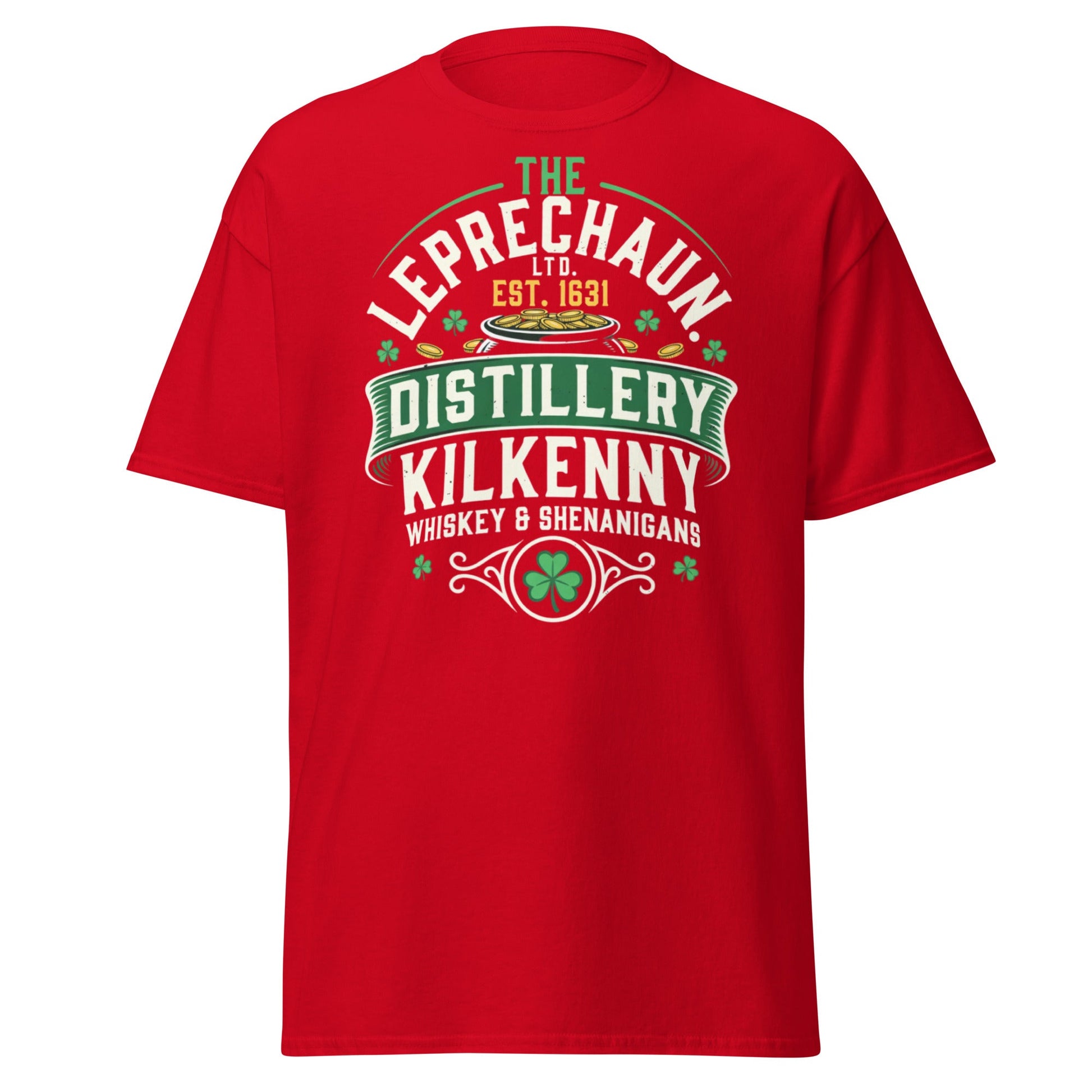 Leprechaun Distillery Kilkenny T-Shirt - Irish Whiskey Tee - Red - T-Shirts Online
