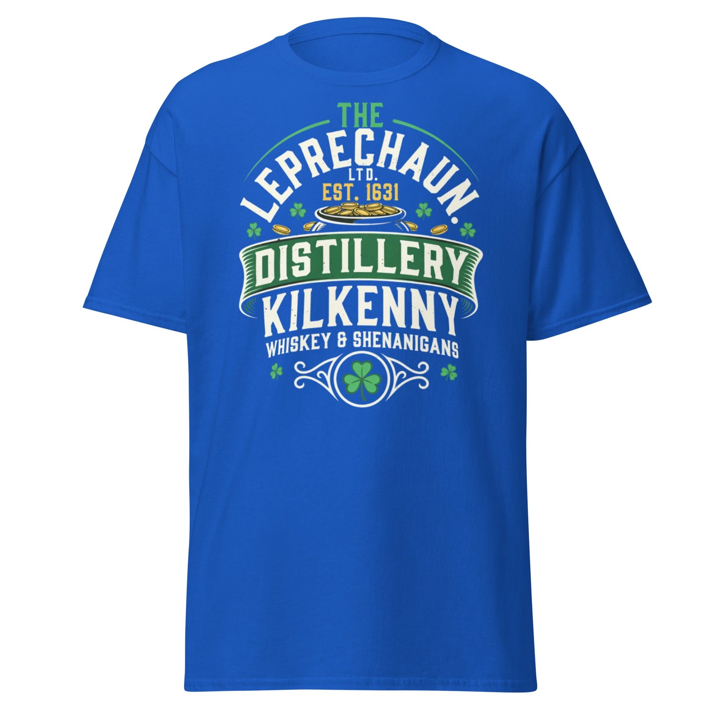 Leprechaun Distillery Kilkenny T-Shirt - Irish Whiskey Tee - Royal - T-Shirts Online