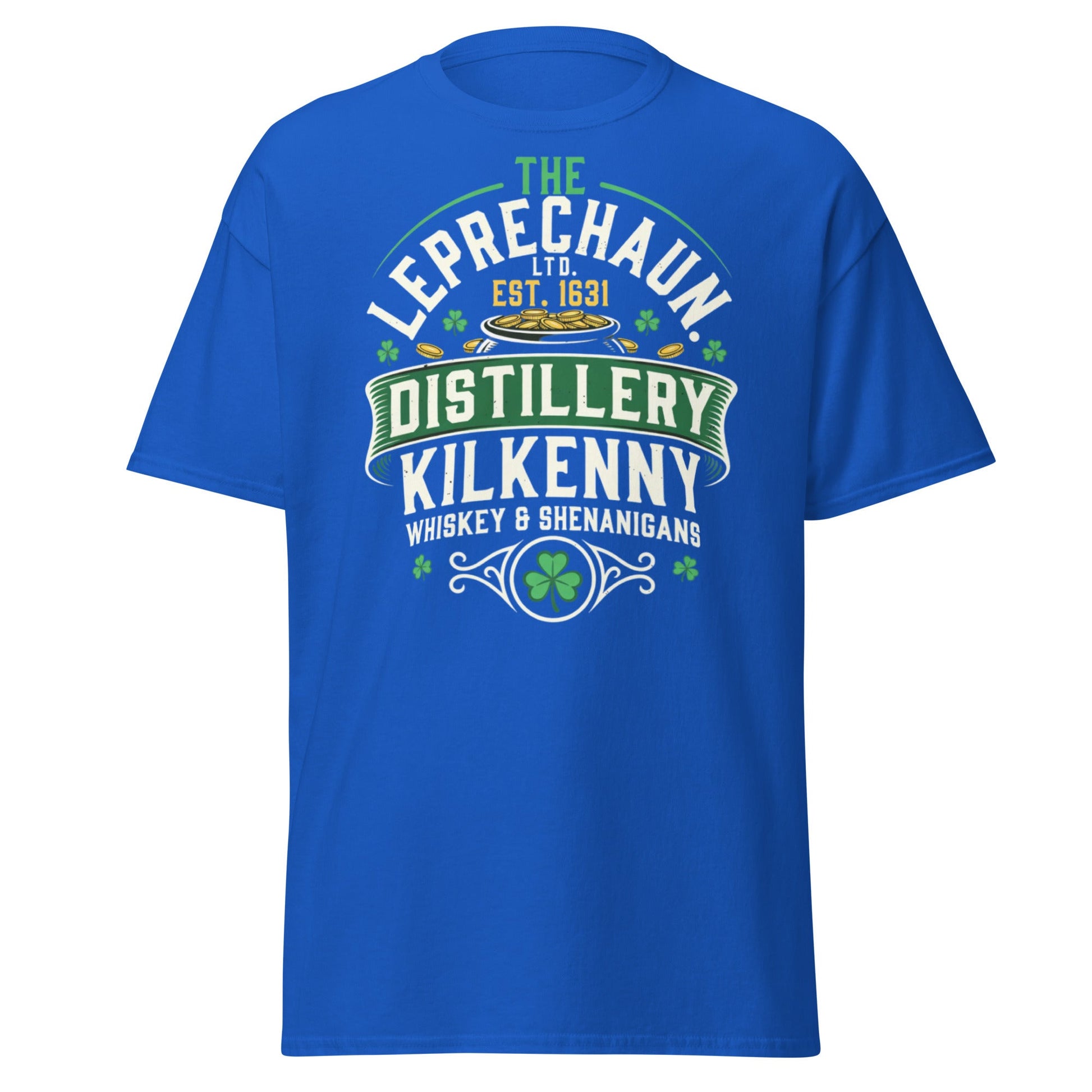 Leprechaun Distillery Kilkenny T-Shirt - Irish Whiskey Tee - Royal - T-Shirts Online