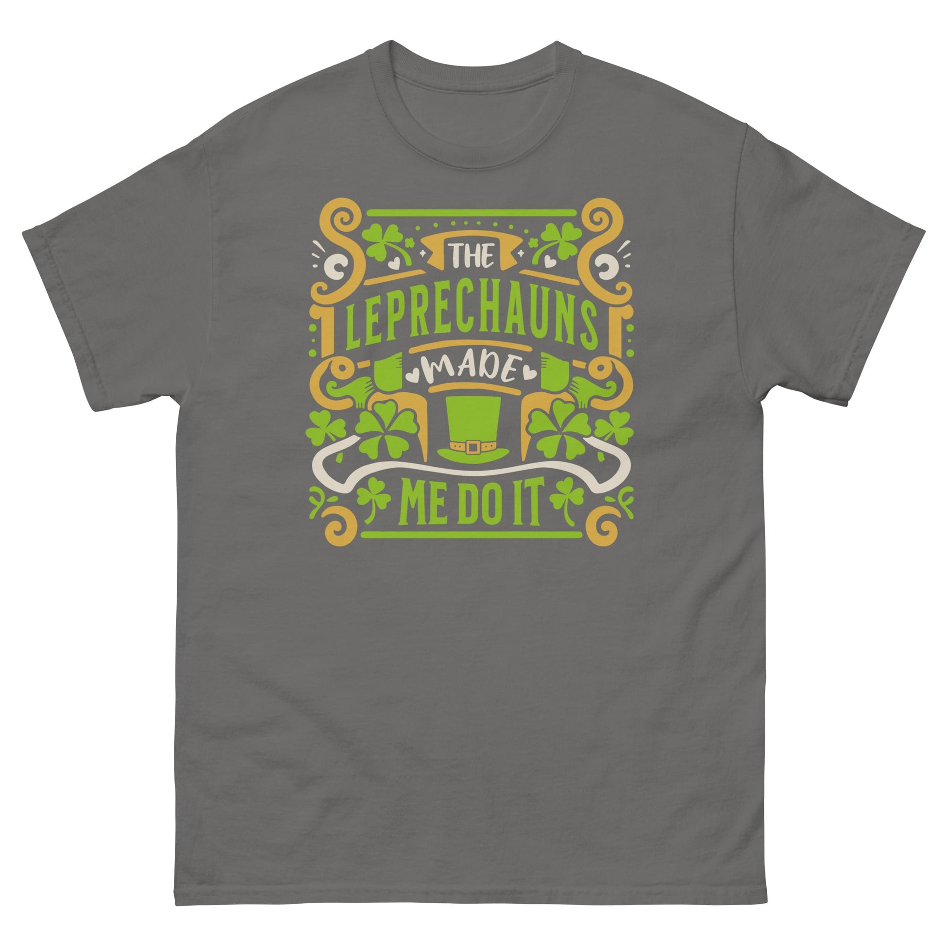 Leprechauns Made Me Do It | St Patrick's Day T-Shirt - Charcoal - T-Shirts Online