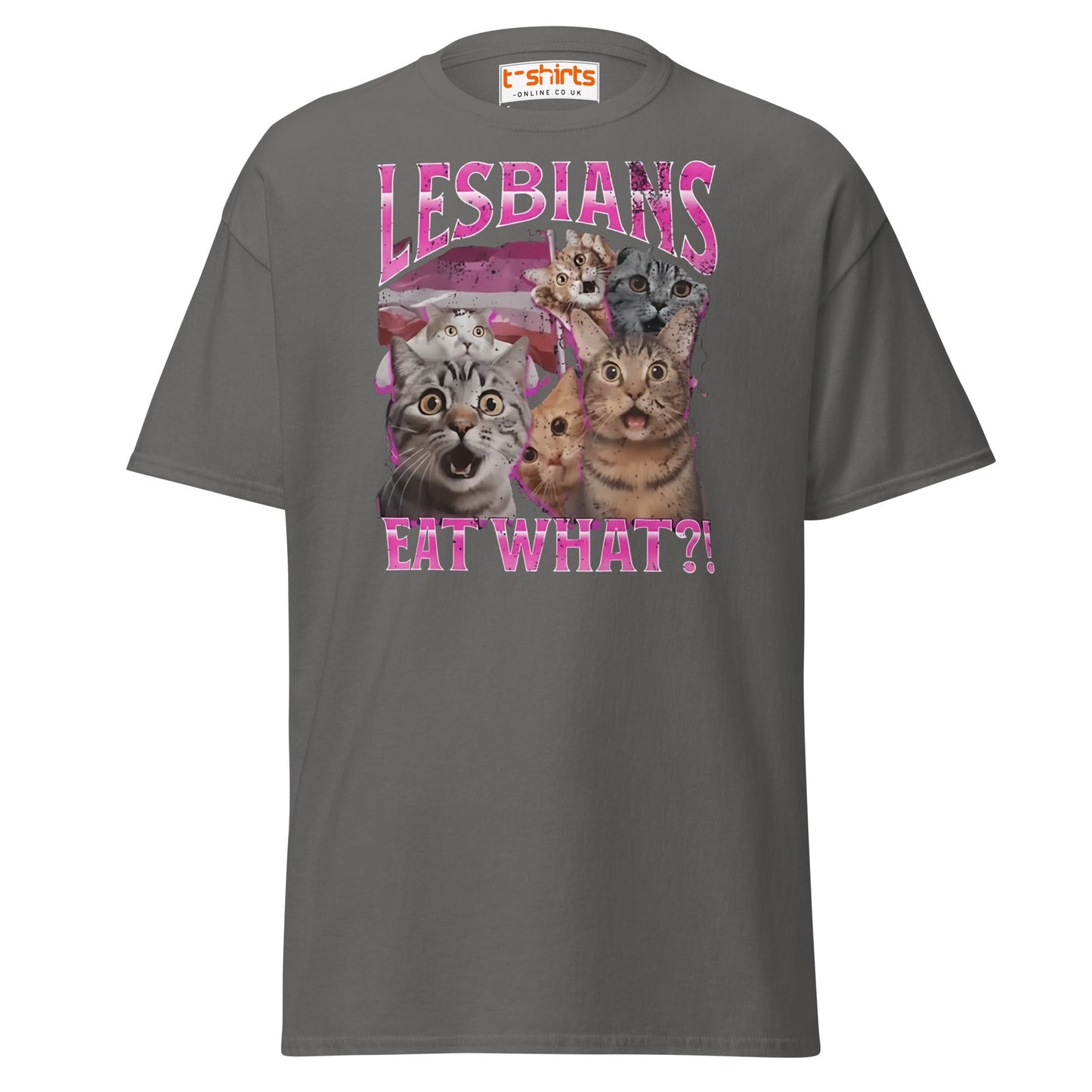 Lesbians Eat What?! T-Shirt - Charcoal - T-Shirts Online