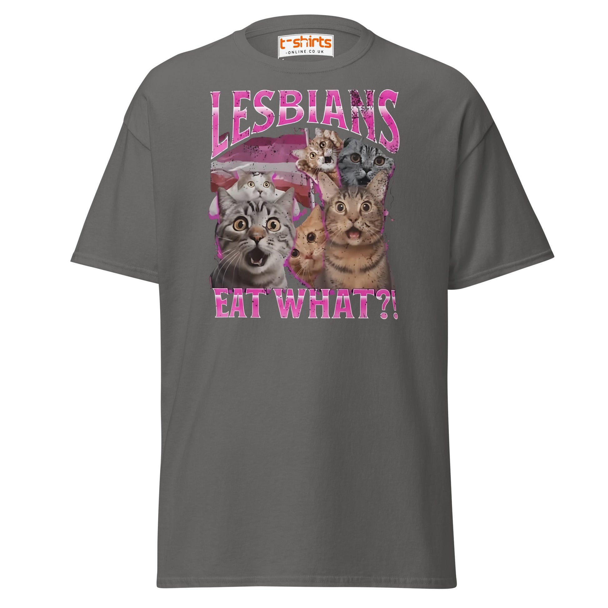 Lesbians Eat What?! T-Shirt - Charcoal - T-Shirts Online