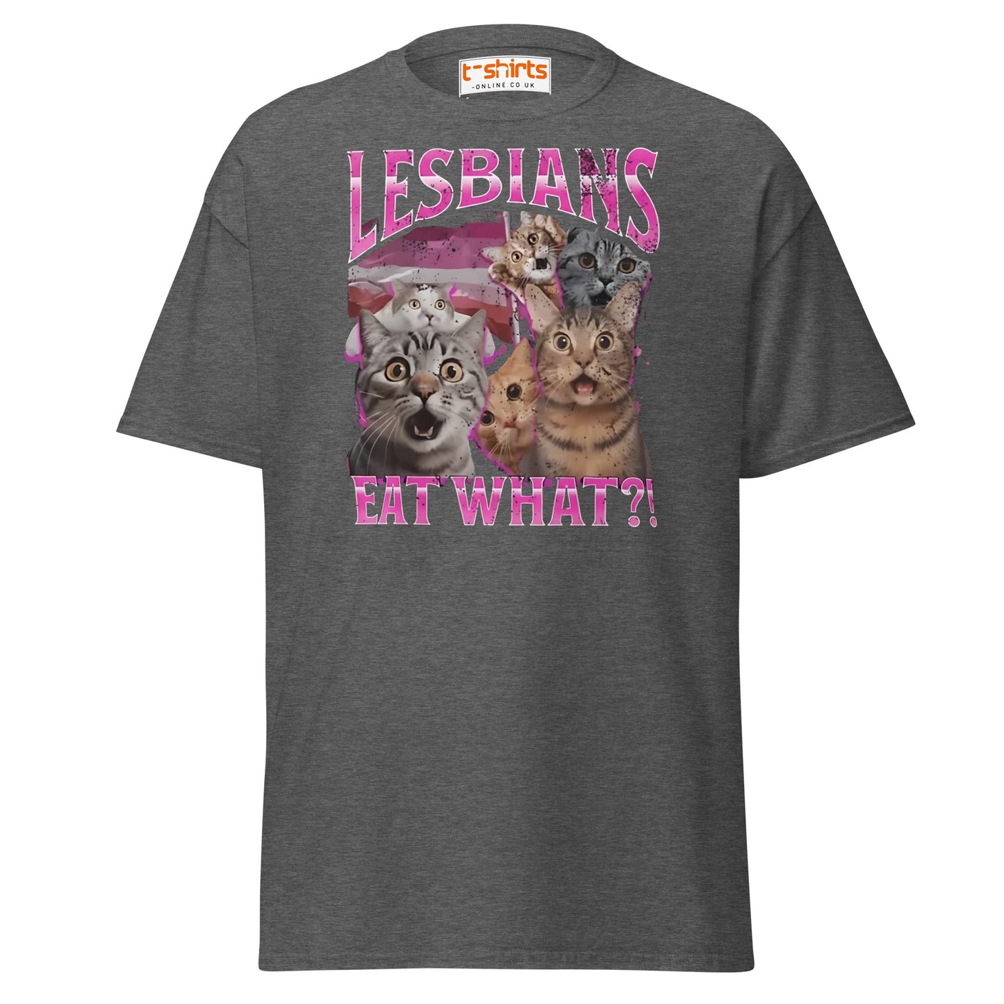 Lesbians Eat What?! T-Shirt - Dark Heather - T-Shirts Online