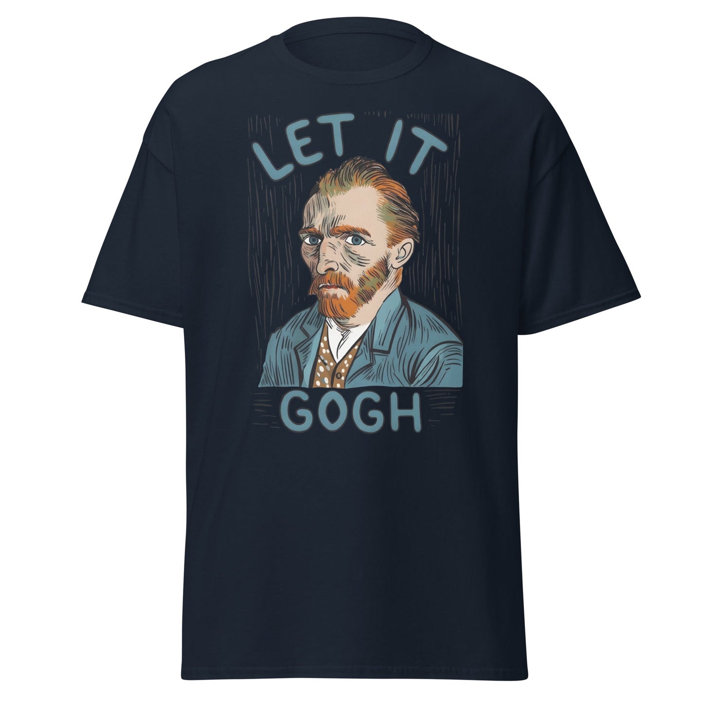 Let It Gogh T-Shirt – Funny Van Gogh Art Pun Tee - Navy - T-Shirts Online