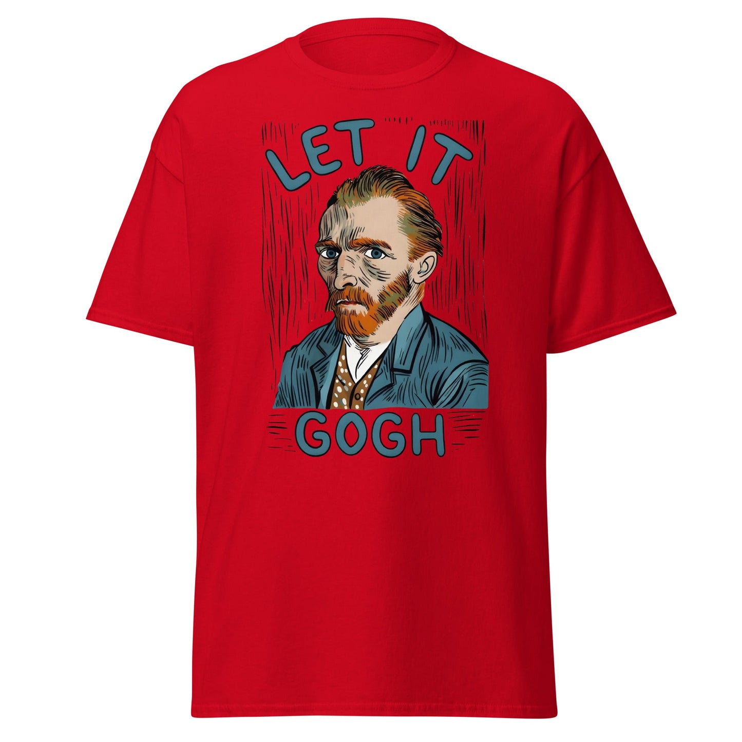 Let It Gogh T-Shirt – Funny Van Gogh Art Pun Tee - Red - T-Shirts Online