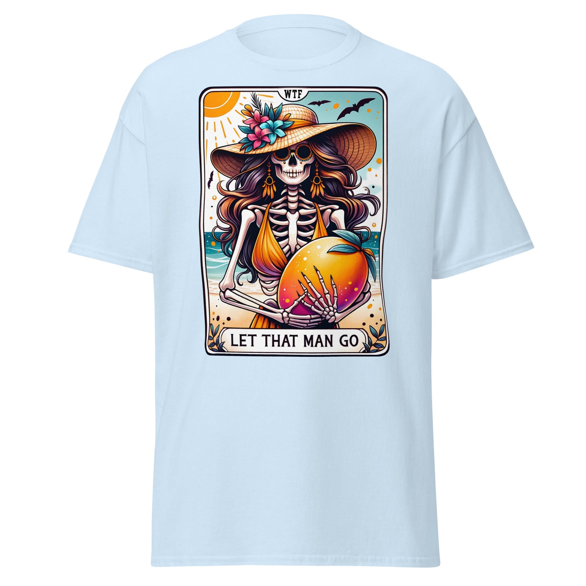 'Let That Man Go' Tarot | Tarot Card T-Shirt - Light Blue - T-Shirts Online