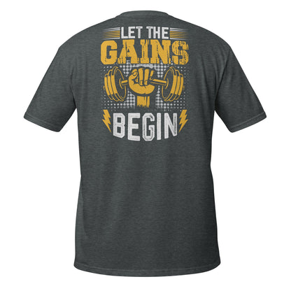 Let The Gains Begin T-Shirt - Dark Heather - T-Shirts Online