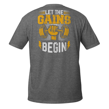 Let The Gains Begin T-Shirt - Graphite Heather - T-Shirts Online