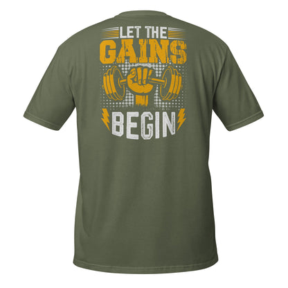 Let The Gains Begin T-Shirt - Military Green - T-Shirts Online