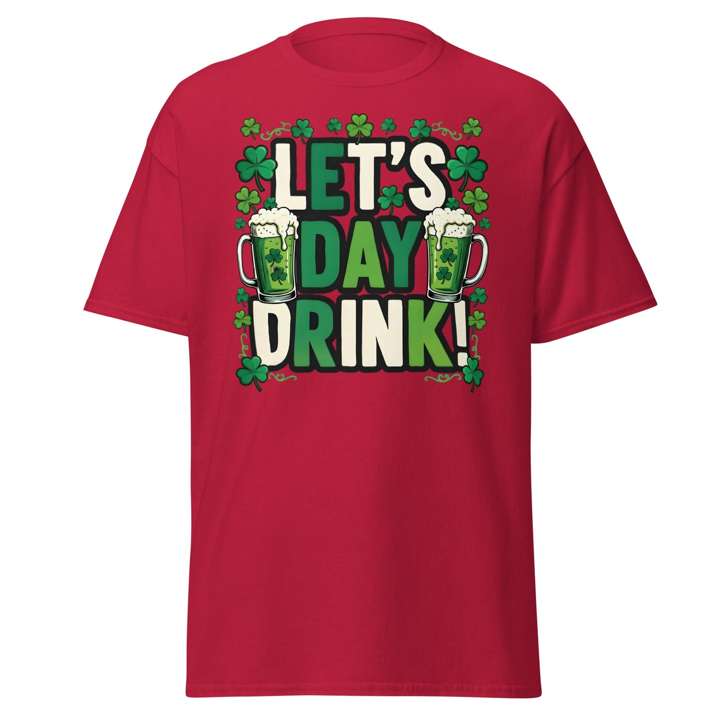 Let's Day Drink St. Patrick's Day T-Shirt - Green Beer Tee - Cardinal - T-Shirts Online