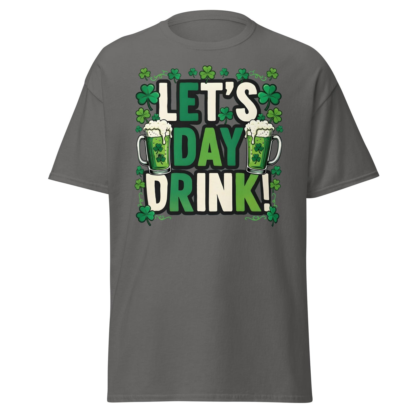 Let's Day Drink St. Patrick's Day T-Shirt - Green Beer Tee - Charcoal - T-Shirts Online