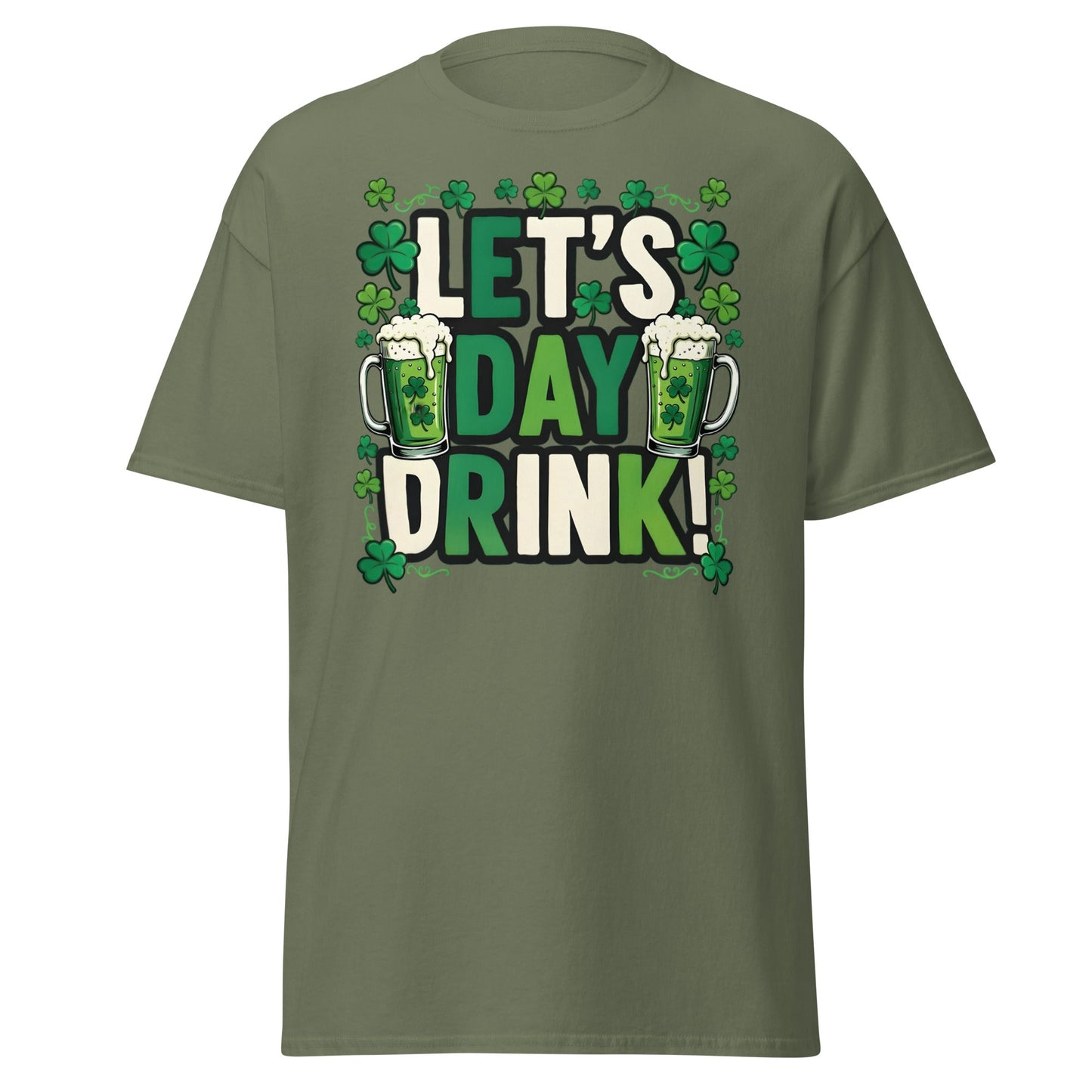 Let's Day Drink St. Patrick's Day T-Shirt - Green Beer Tee - Military Green - T-Shirts Online