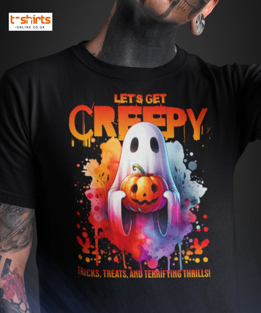 Let’s Get Creepy Halloween T-Shirt - Maroon - T-Shirts Online