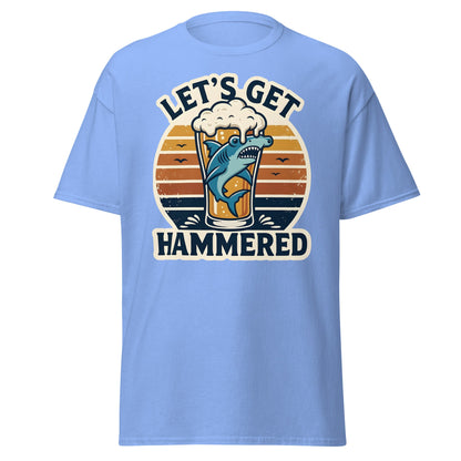 Let's Get Hammered Shark Beer T-Shirt – Funny Drinking Tee - Carolina Blue - T-Shirts Online