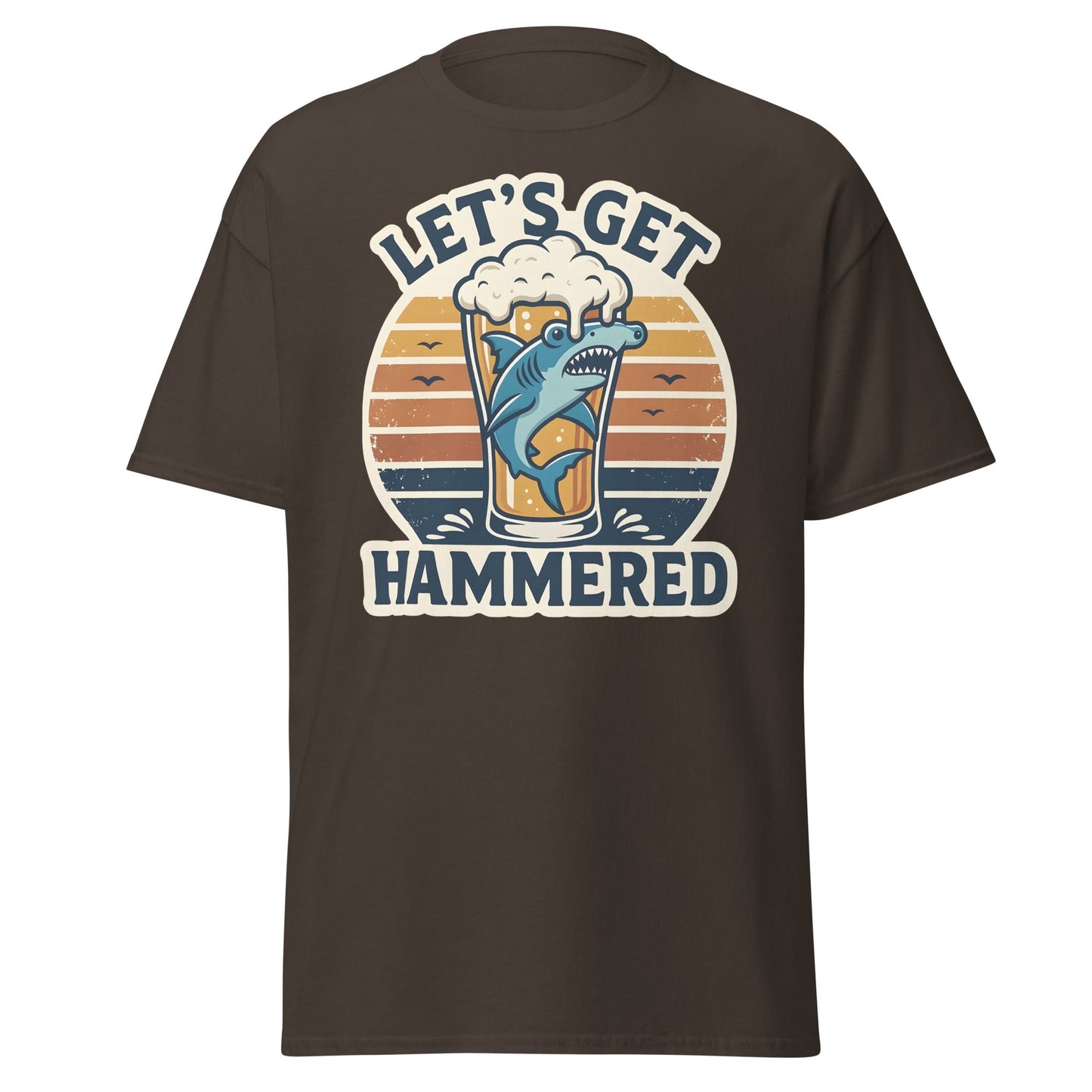 Let's Get Hammered Shark Beer T-Shirt – Funny Drinking Tee - Dark Chocolate - T-Shirts Online