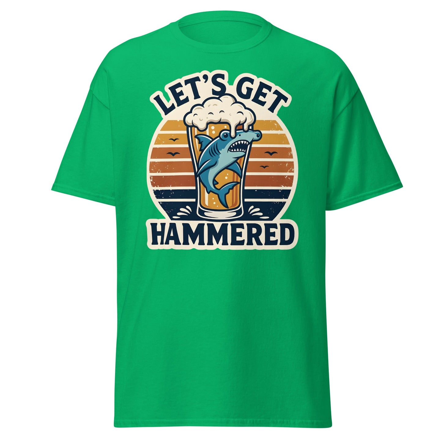 Let's Get Hammered Shark Beer T-Shirt – Funny Drinking Tee - Irish Green - T-Shirts Online