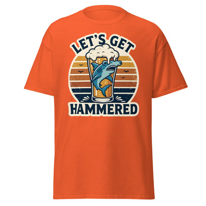 Let's Get Hammered Shark Beer T-Shirt – Funny Drinking Tee - Orange - T-Shirts Online