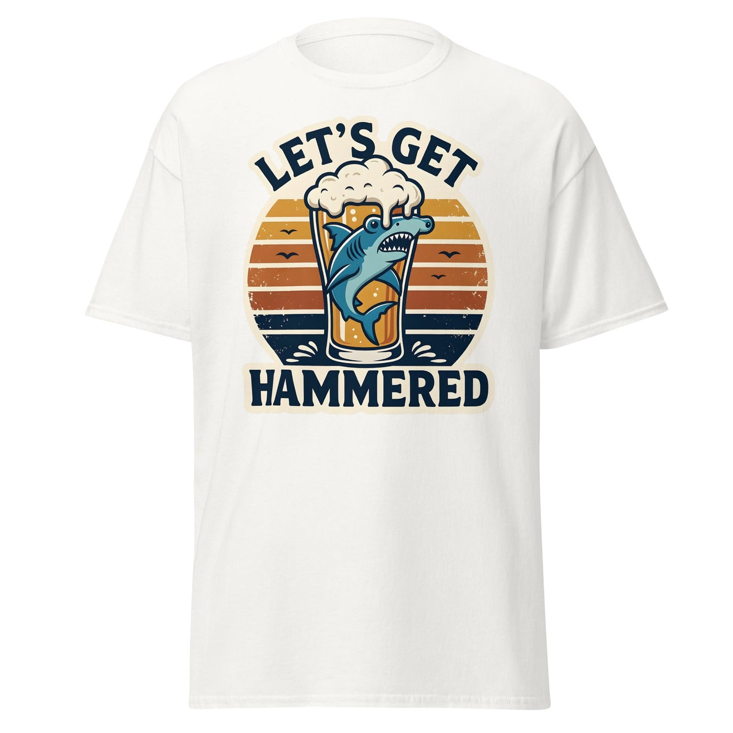 Let's Get Hammered Shark Beer T-Shirt – Funny Drinking Tee - White - T-Shirts Online