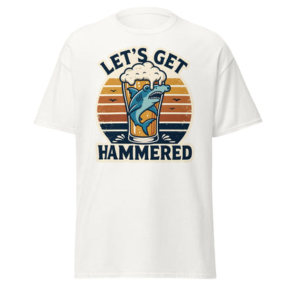 Let's Get Hammered Shark Beer T-Shirt – Funny Drinking Tee - White - T-Shirts Online