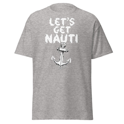 Let's Get Nauti T-Shirt – Funny Nautical Pun Anchor Tee - Sport Grey - T-Shirts Online