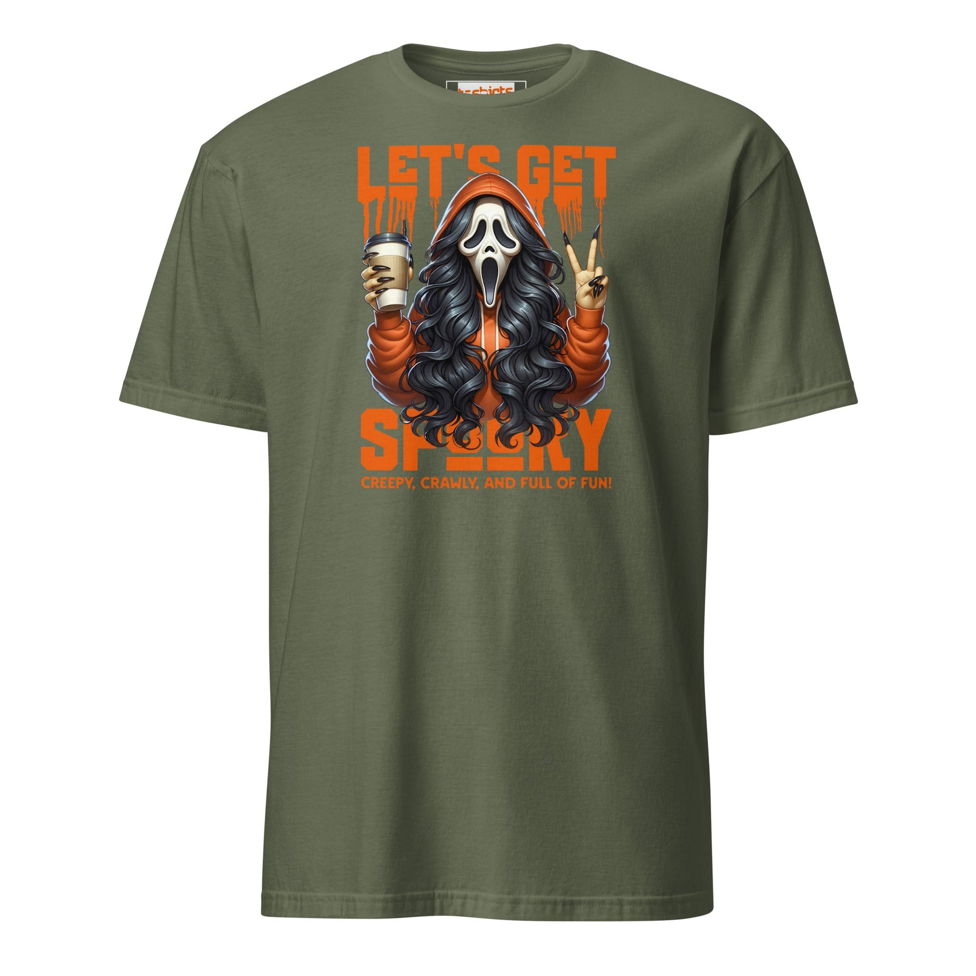 Lets Get Spooky T-Shirt | Halloween Shirt - Military Green - T-Shirts Online