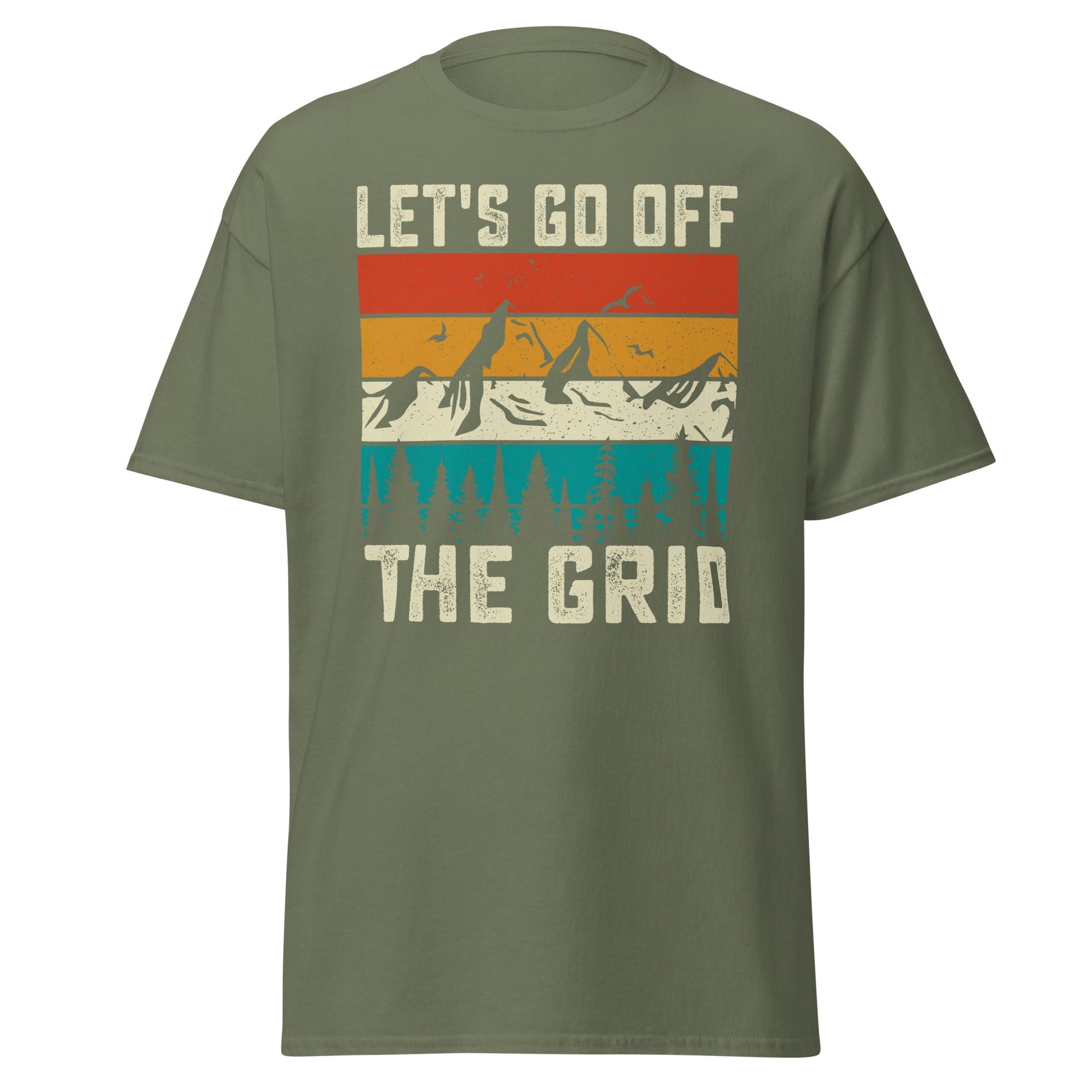Lets Go Off Grid | Hiking T-Shirt - Military Green - T-Shirts Online