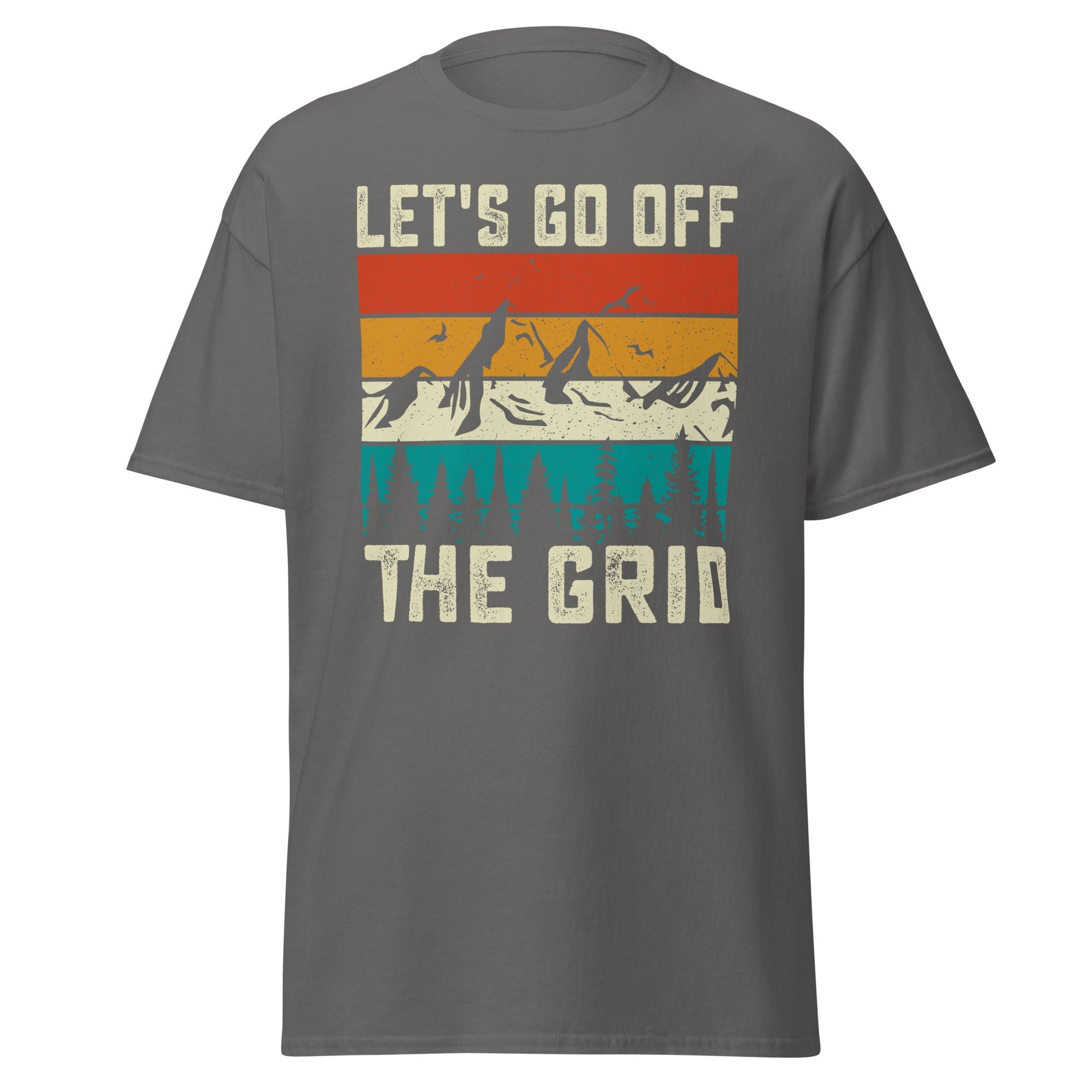 Lets Go Off Grid | Hiking T-Shirt - Charcoal - T-Shirts Online