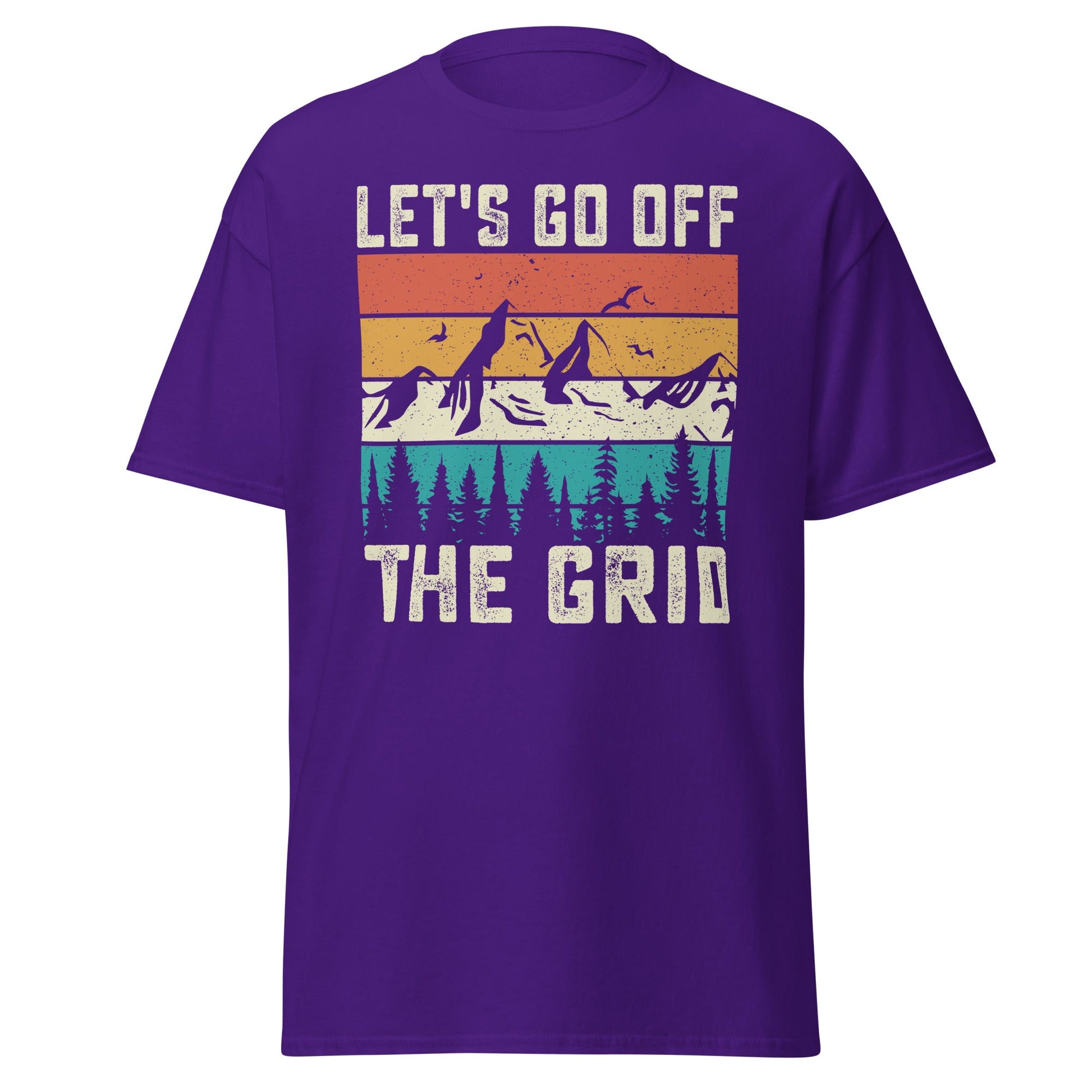 Lets Go Off Grid | Hiking T-Shirt - Purple - T-Shirts Online