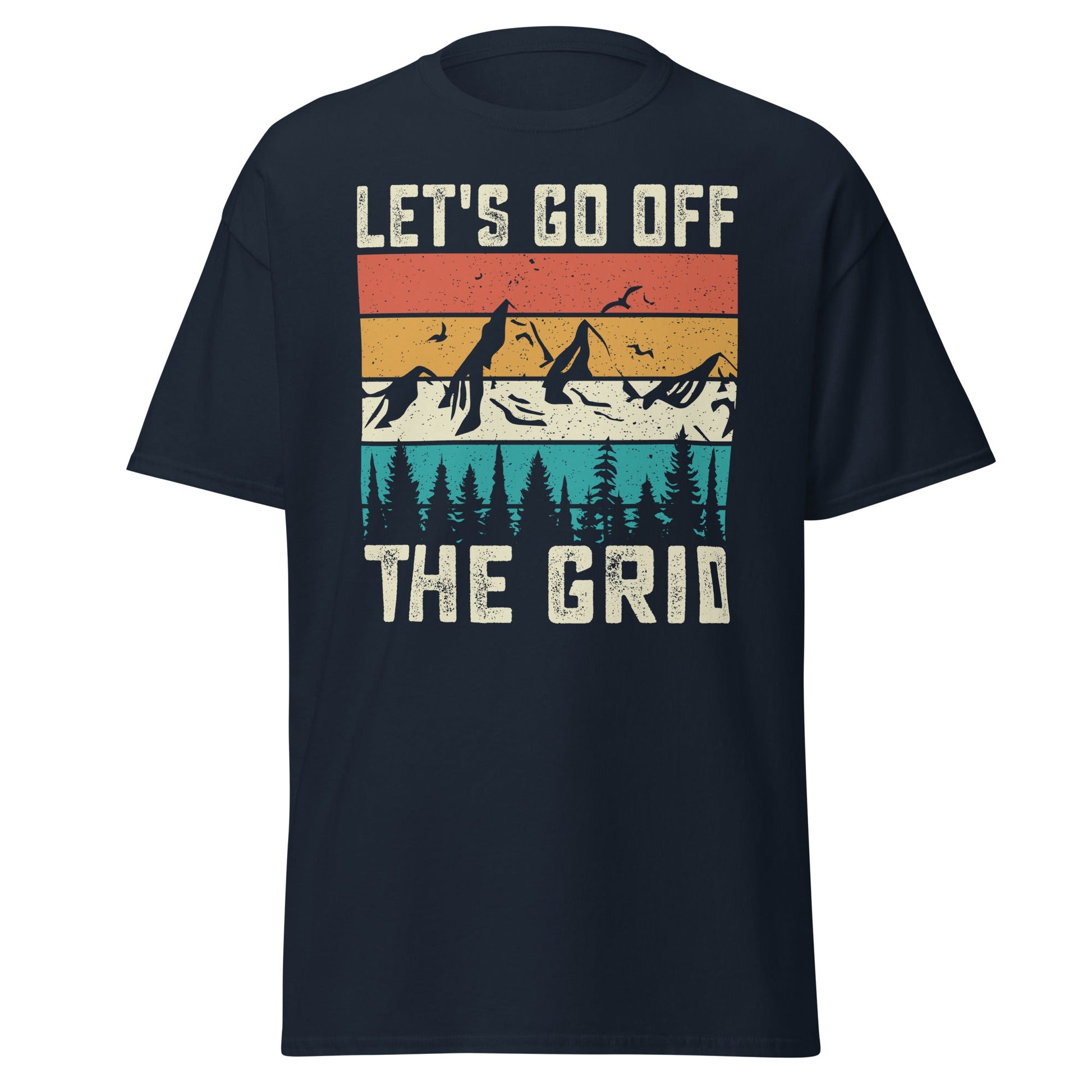 Lets Go Off Grid | Hiking T-Shirt - Navy - T-Shirts Online