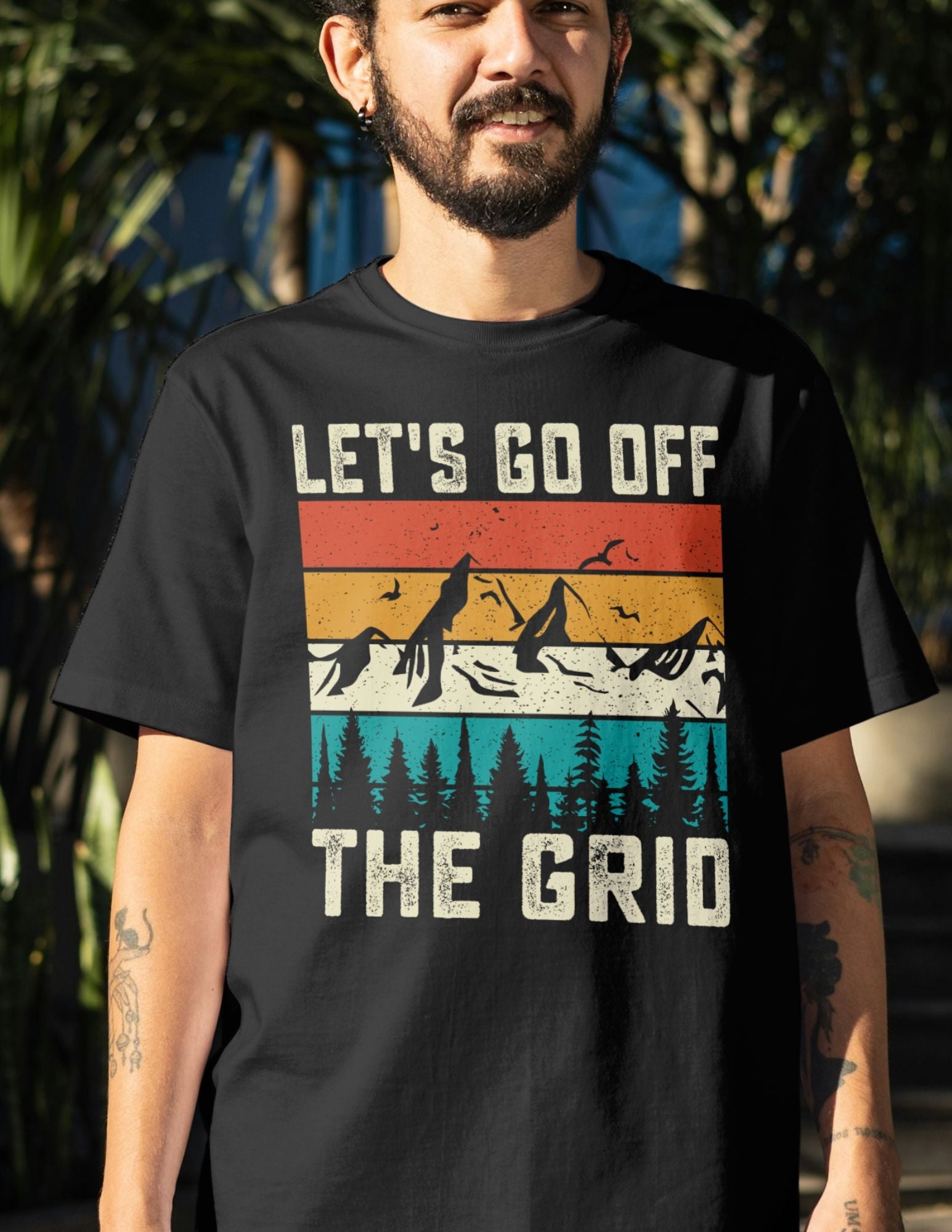 Lets Go Off Grid | Hiking T-Shirt - Black - T-Shirts Online