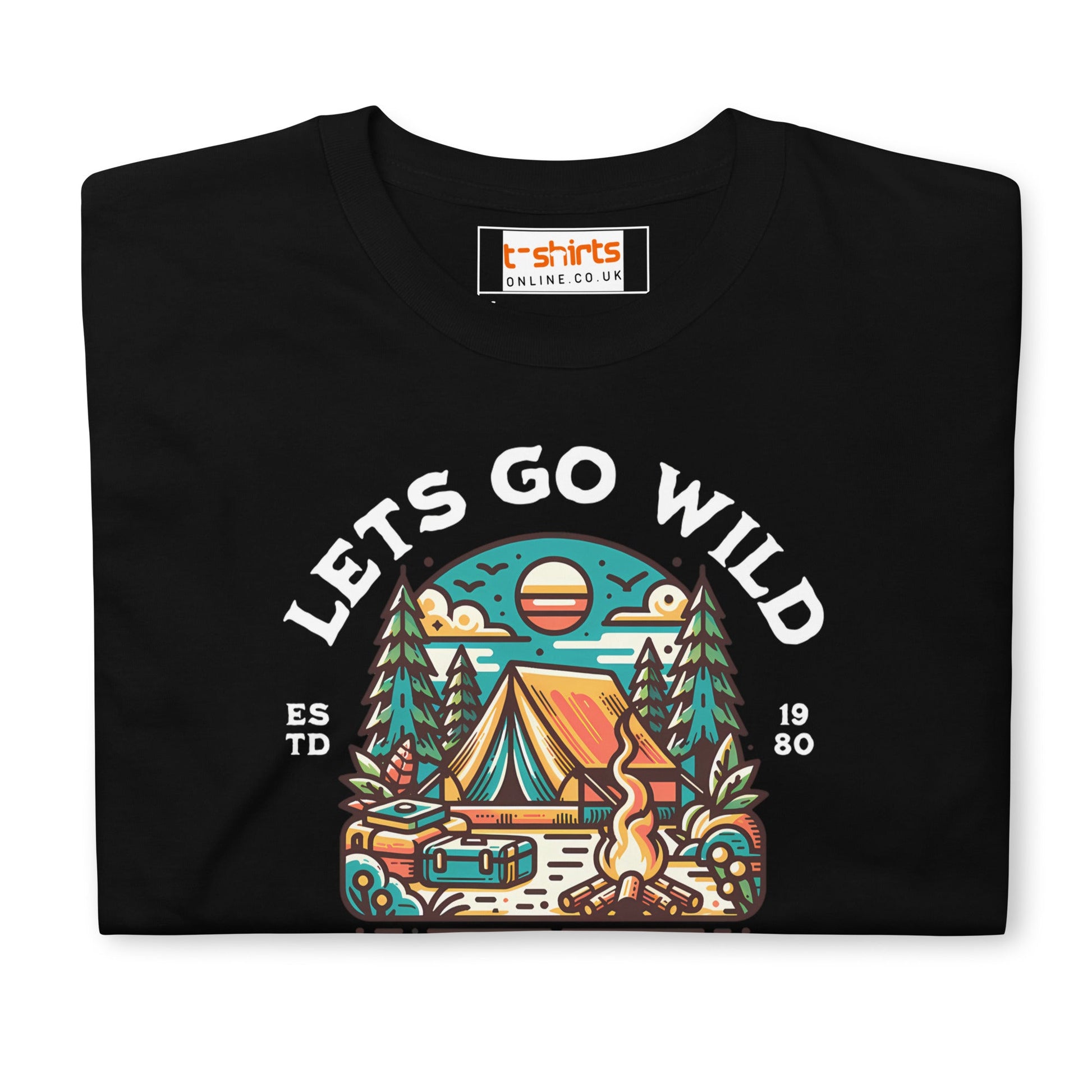 Let's Go Wild T-Shirt - Outdoor Mountain Tee - Black - T-Shirts Online